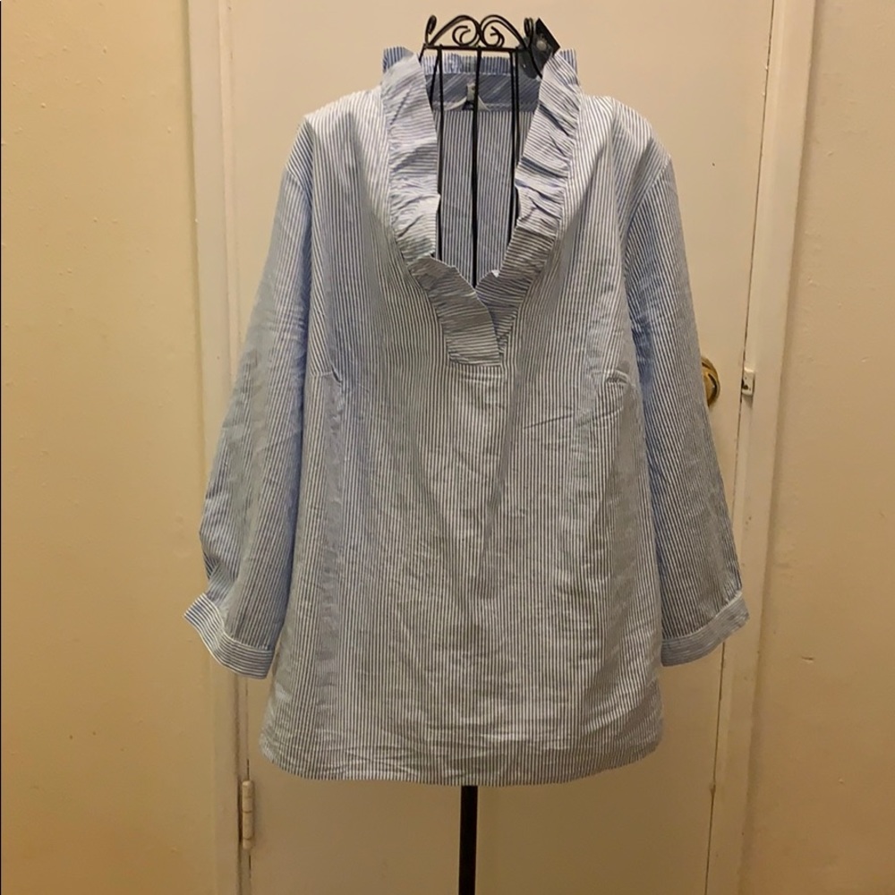 🍭Pinstripe Ruffle Top🍭 - Picture 1 of 4